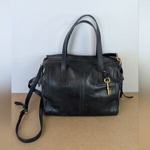 Fossil | Black Emma Leather Satchel, Crossbody Purse w Handles